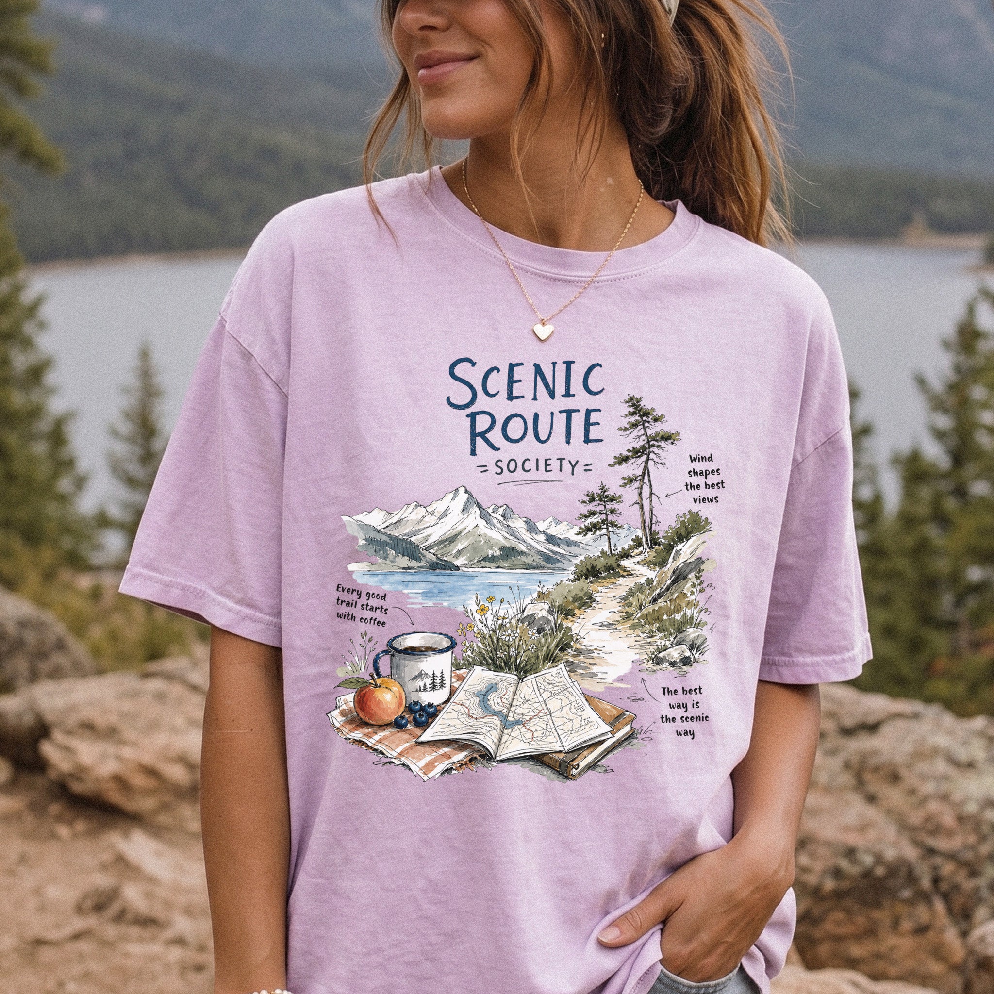 Scenic Route Society Comfort Colors Shirt – Watercolor Hiking T-Shirt