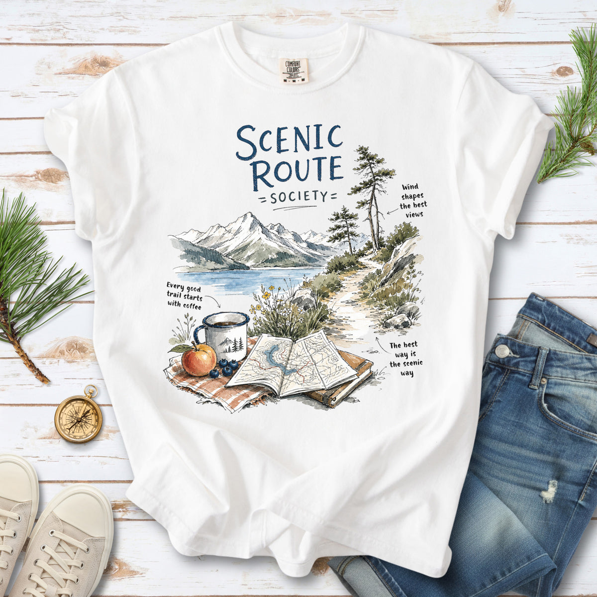 Scenic Route Society Comfort Colors Shirt – Watercolor Hiking T-Shirt
