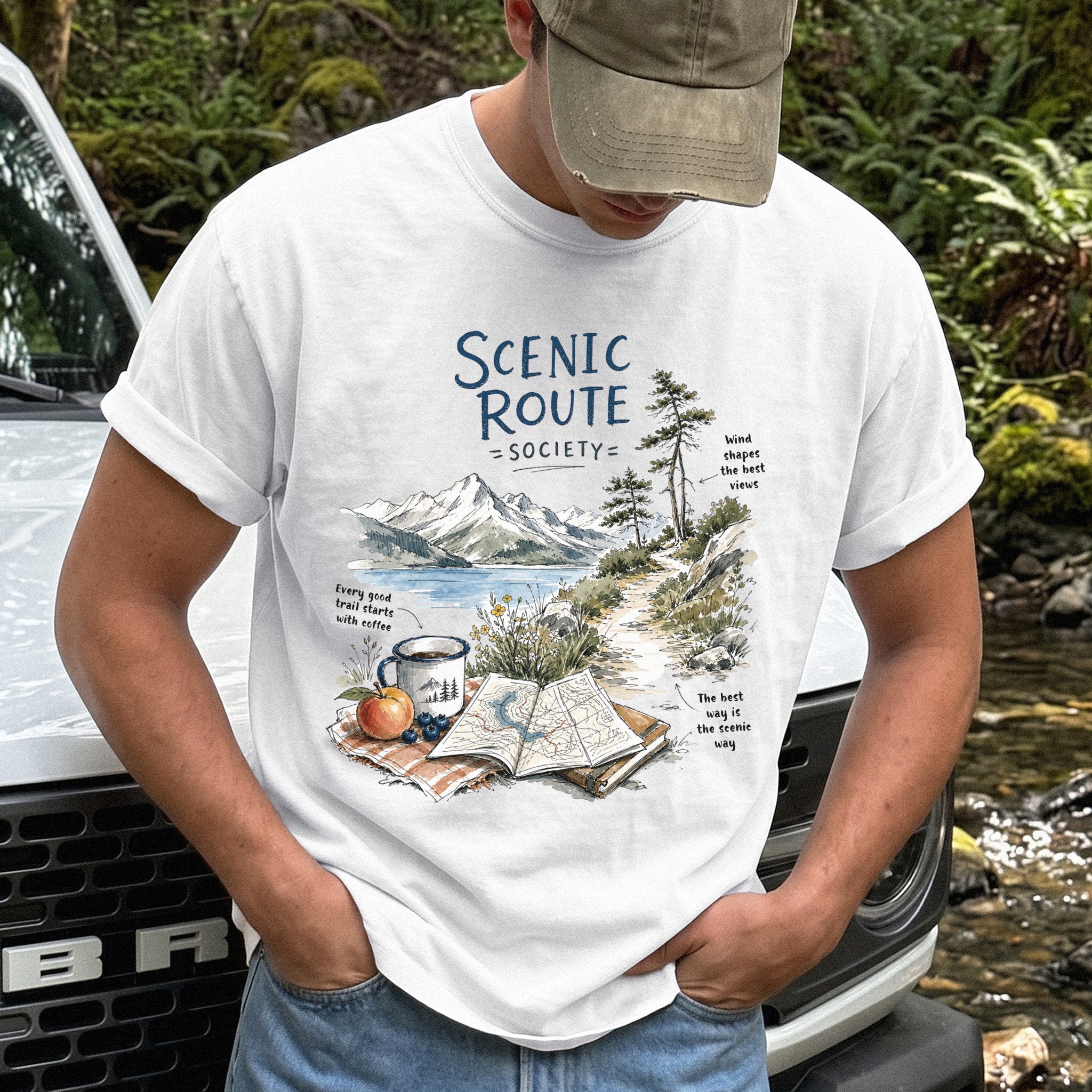 Scenic Route Society Comfort Colors Shirt – Watercolor Hiking T-Shirt