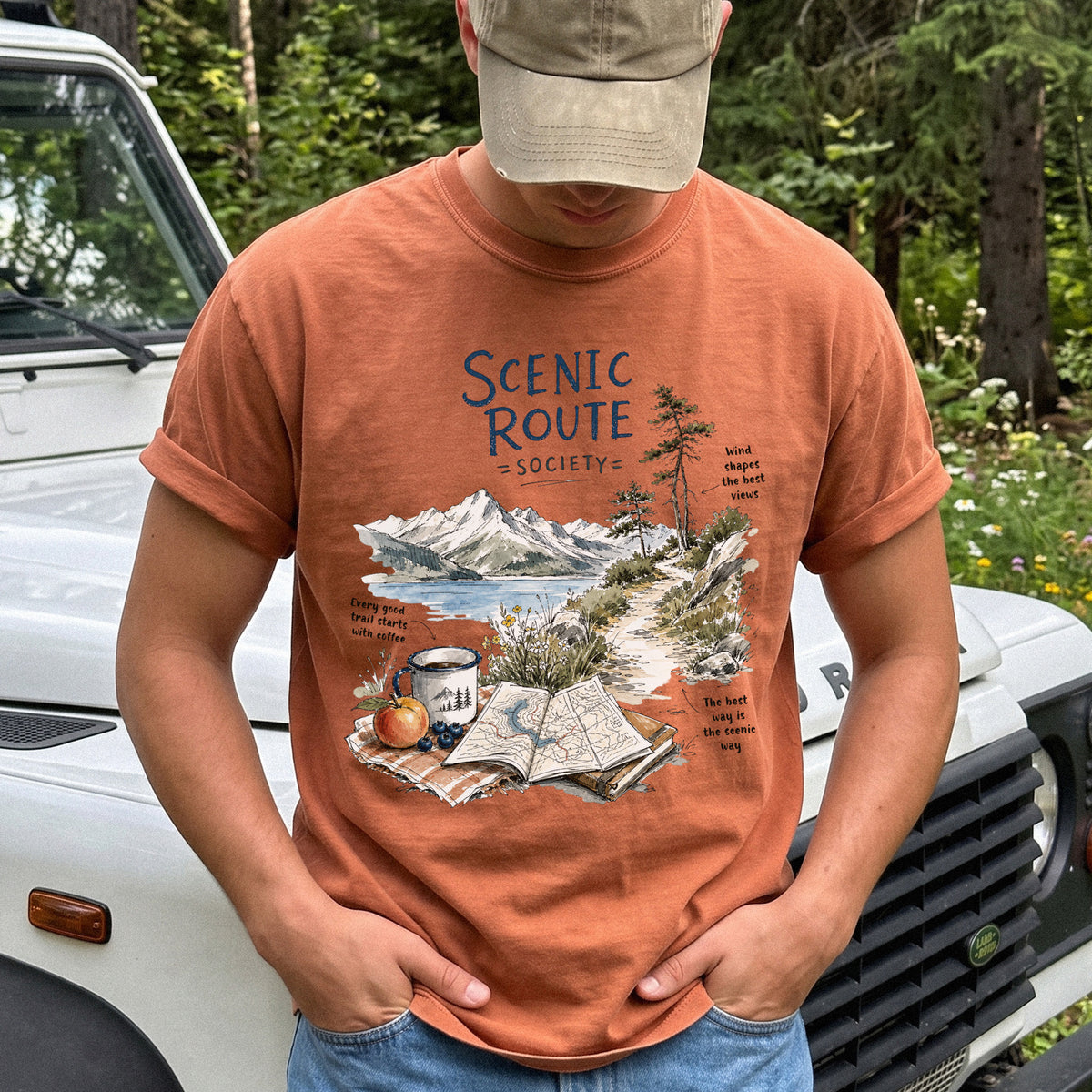 Scenic Route Society Comfort Colors Shirt – Watercolor Hiking T-Shirt