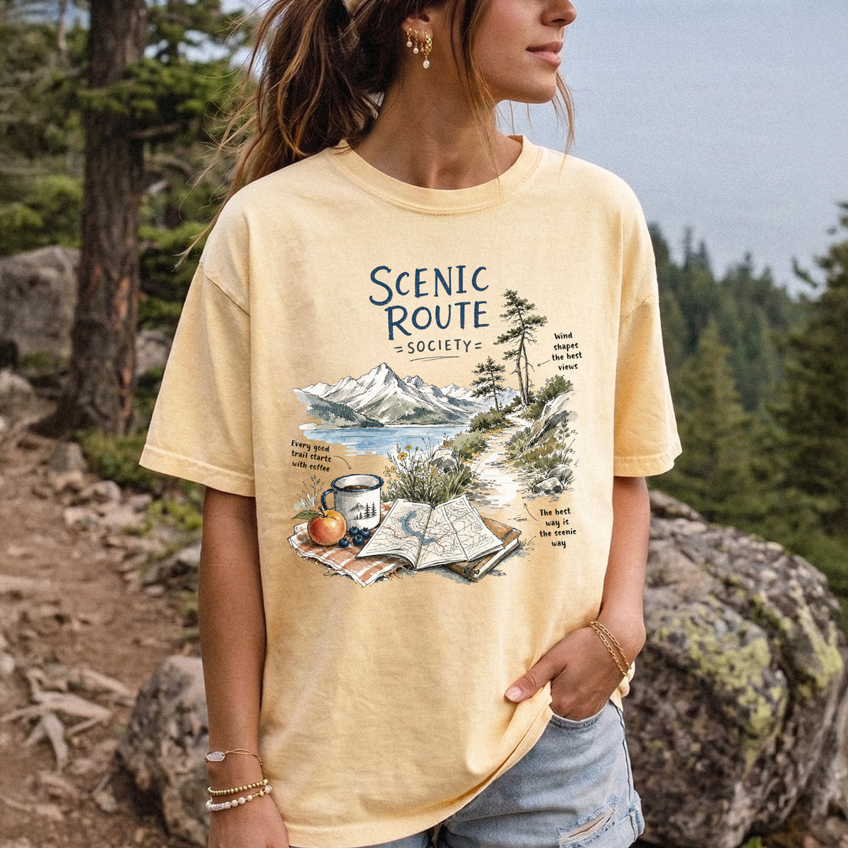 Scenic Route Society Comfort Colors Shirt – Watercolor Hiking T-Shirt