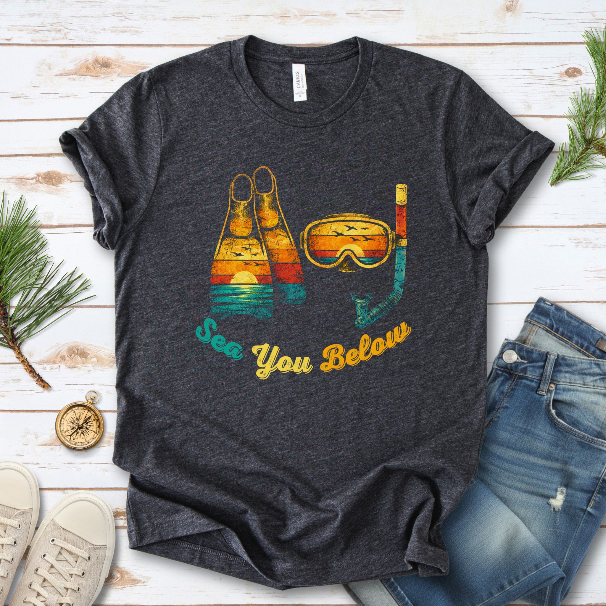 Sea You Below Retro Snorkeling Adventure T-Shirt