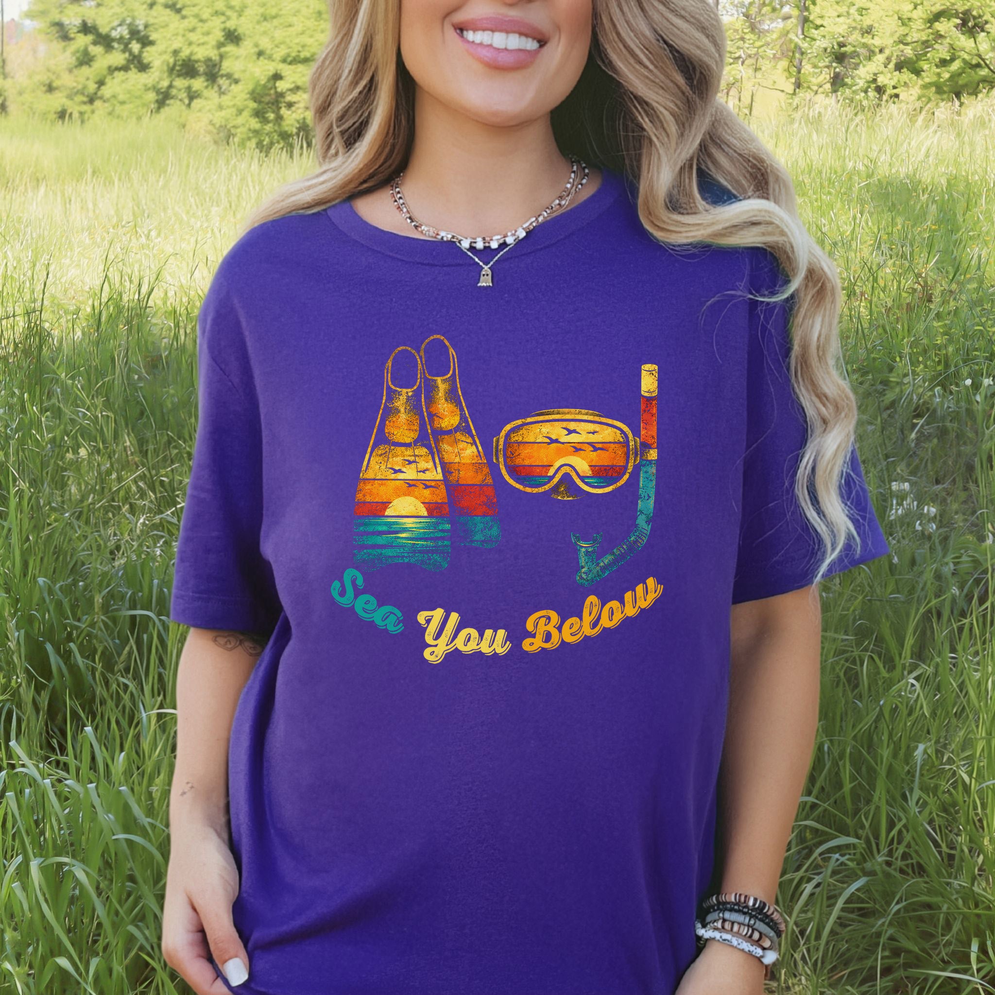 Sea You Below Retro Snorkeling Adventure T-Shirt