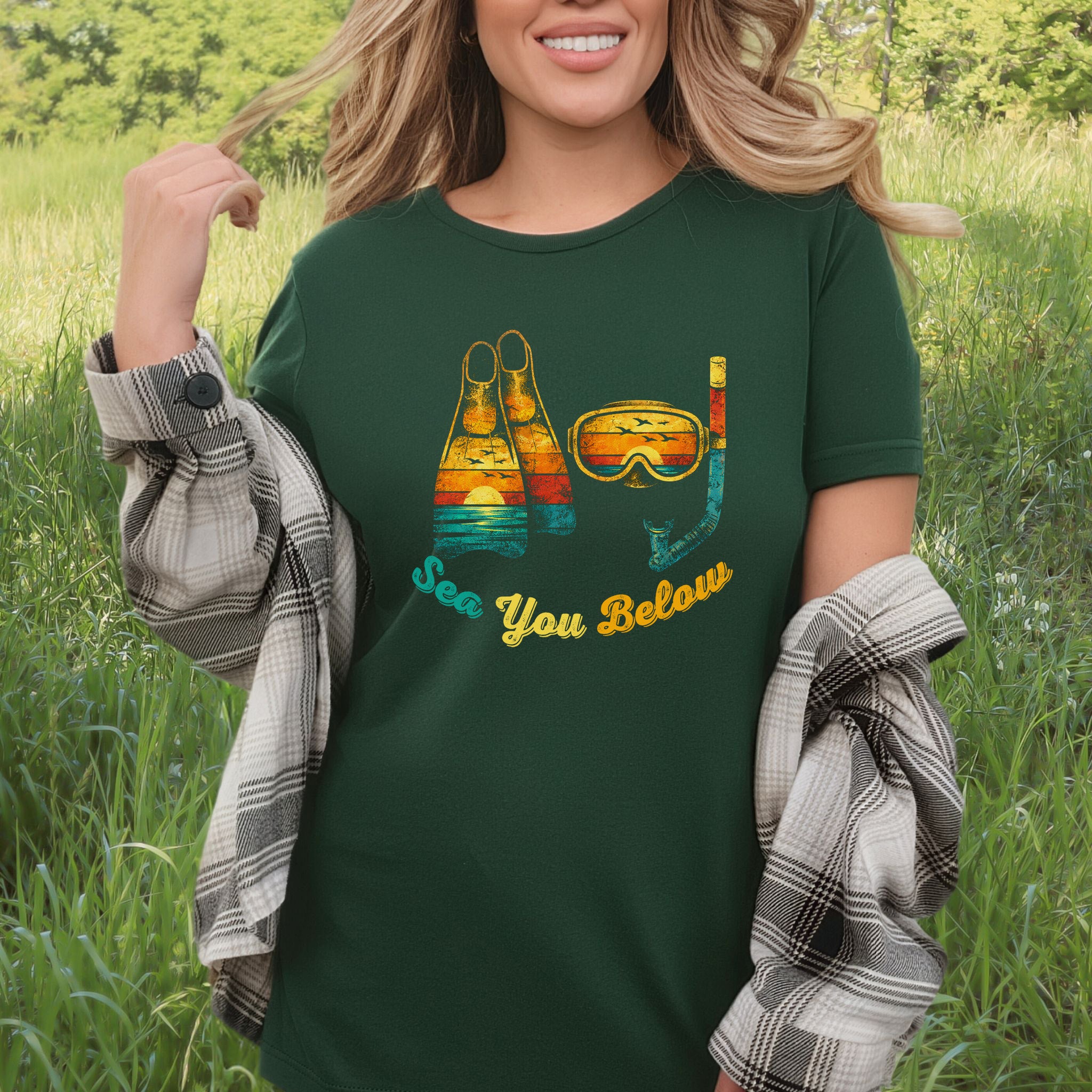 Sea You Below Retro Snorkeling Adventure T-Shirt
