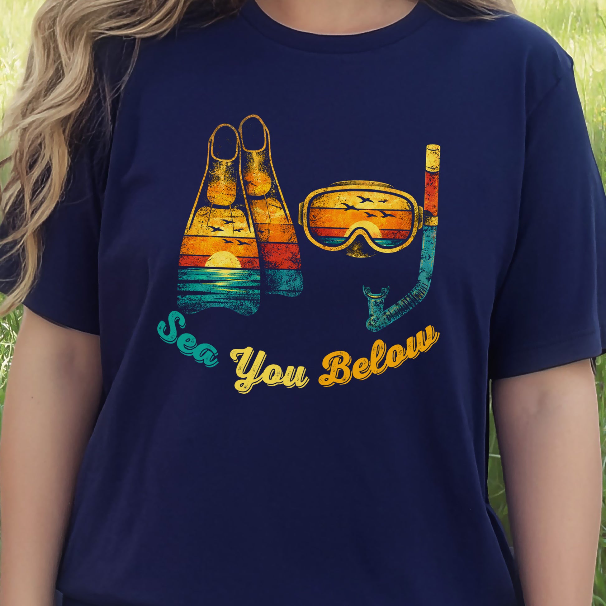 Sea You Below Retro Snorkeling Adventure T-Shirt