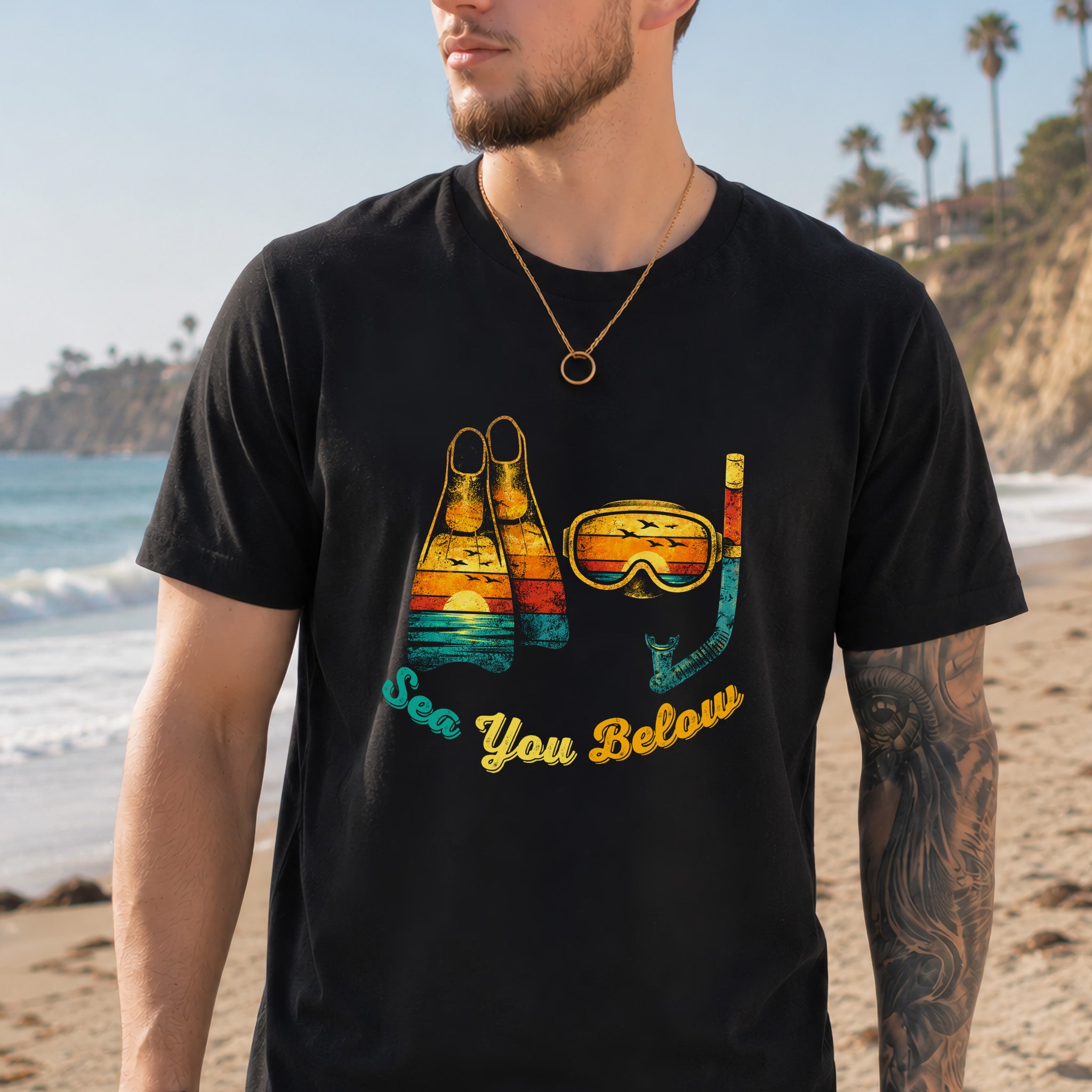 Sea You Below Retro Snorkeling Adventure T-Shirt