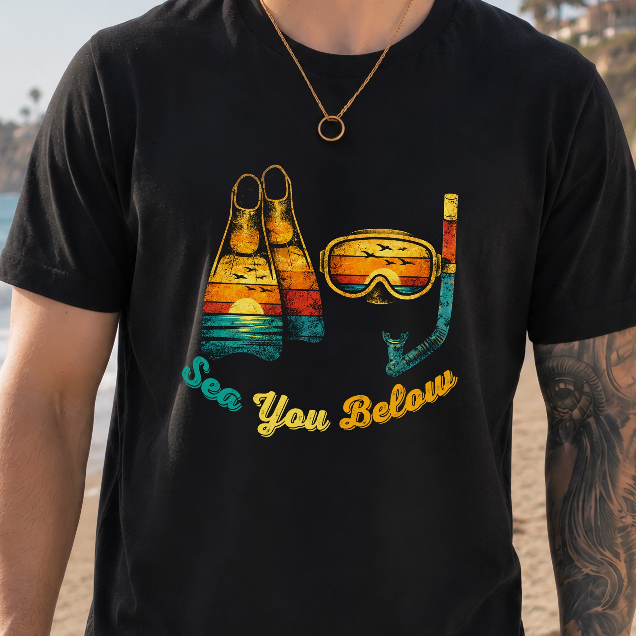 Sea You Below Retro Snorkeling Adventure T-Shirt