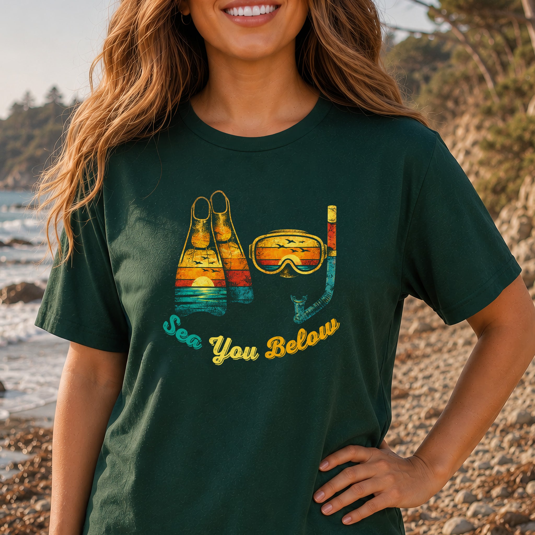Sea You Below Retro Snorkeling Adventure T-Shirt