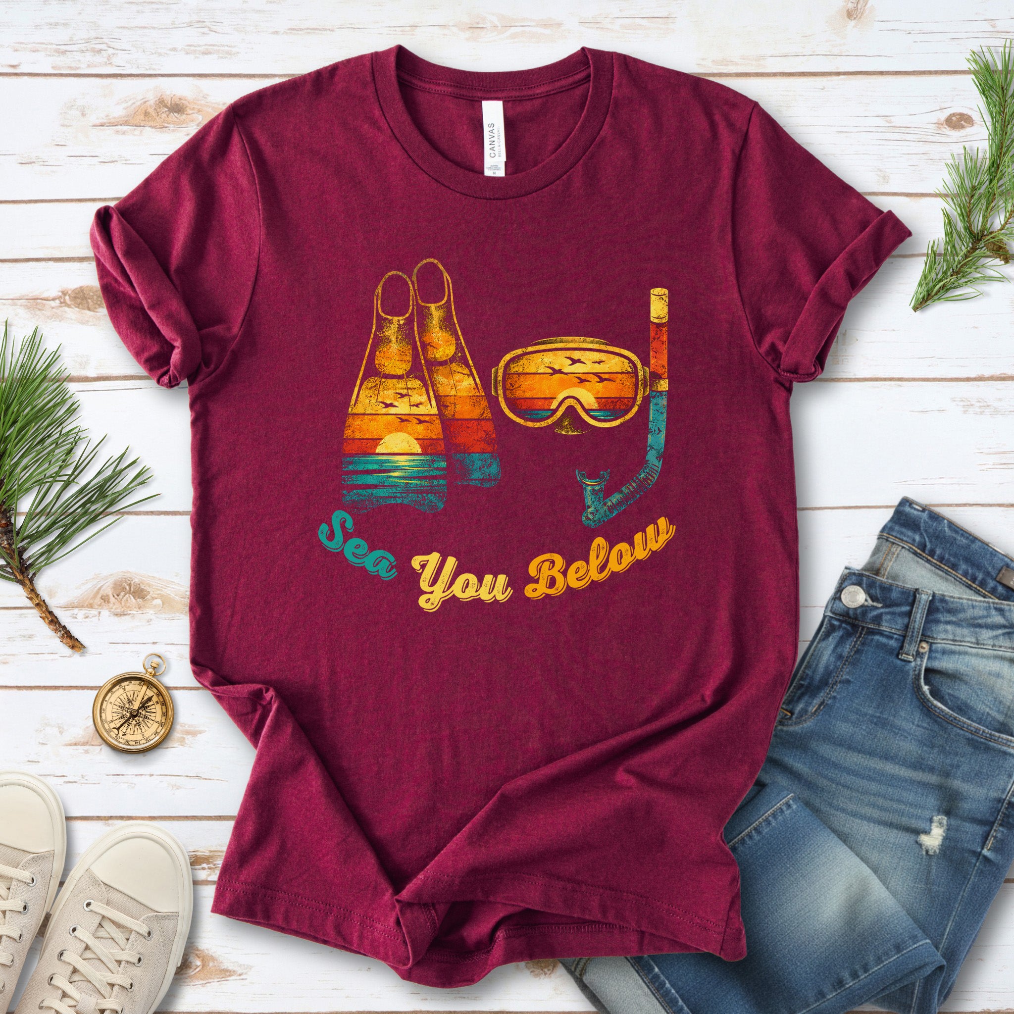 Sea You Below Retro Snorkeling Adventure T-Shirt