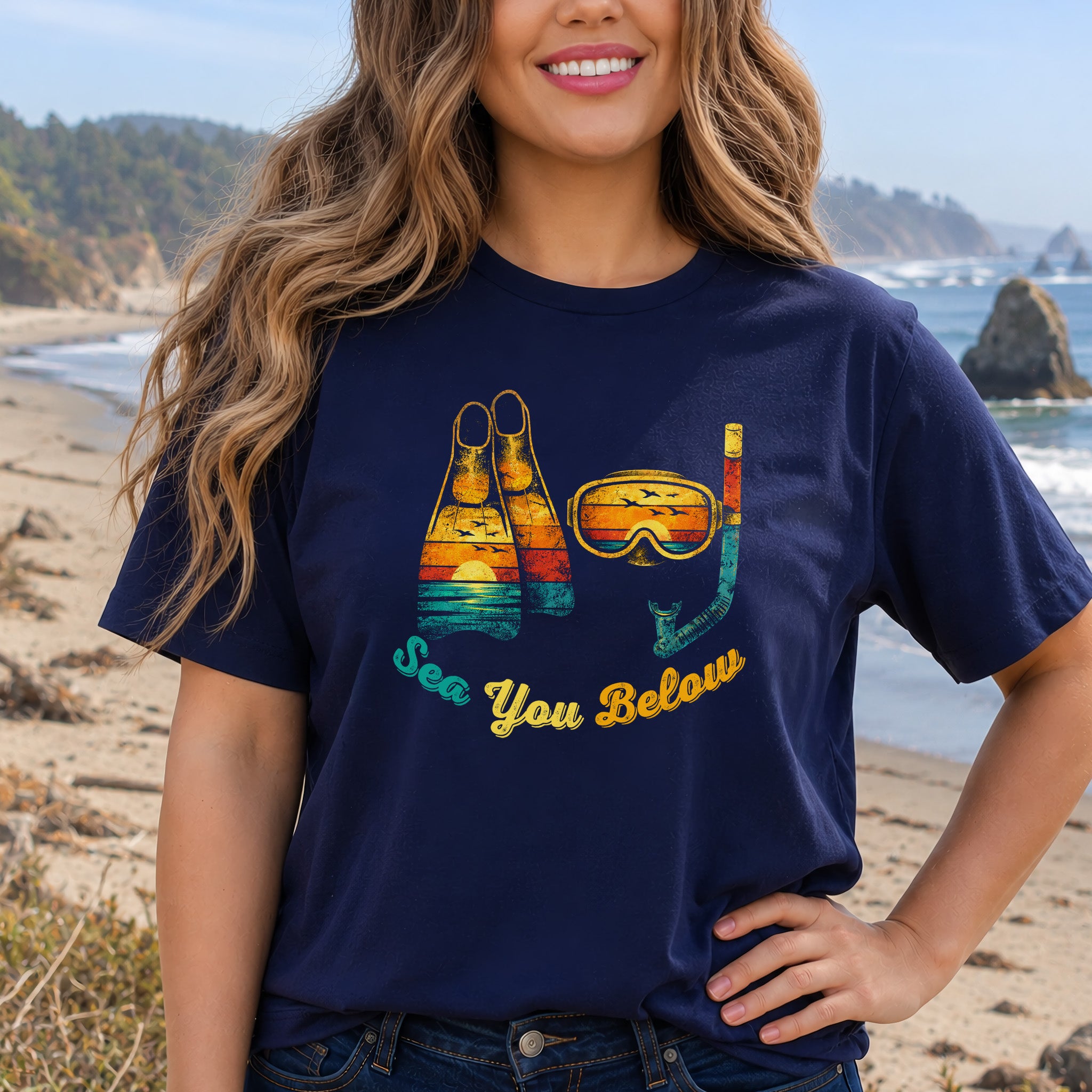 Sea You Below Retro Snorkeling Adventure T-Shirt
