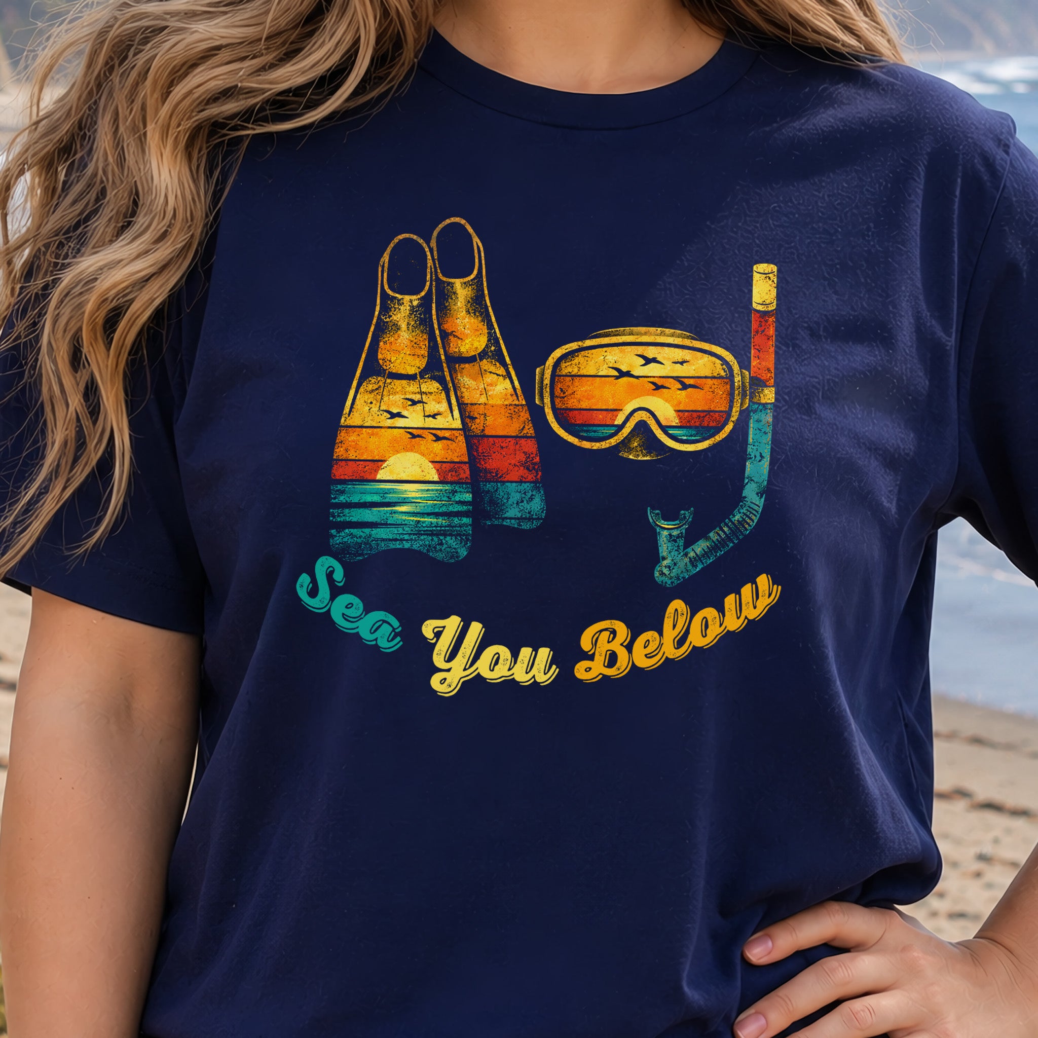 Sea You Below Retro Snorkeling Adventure T-Shirt