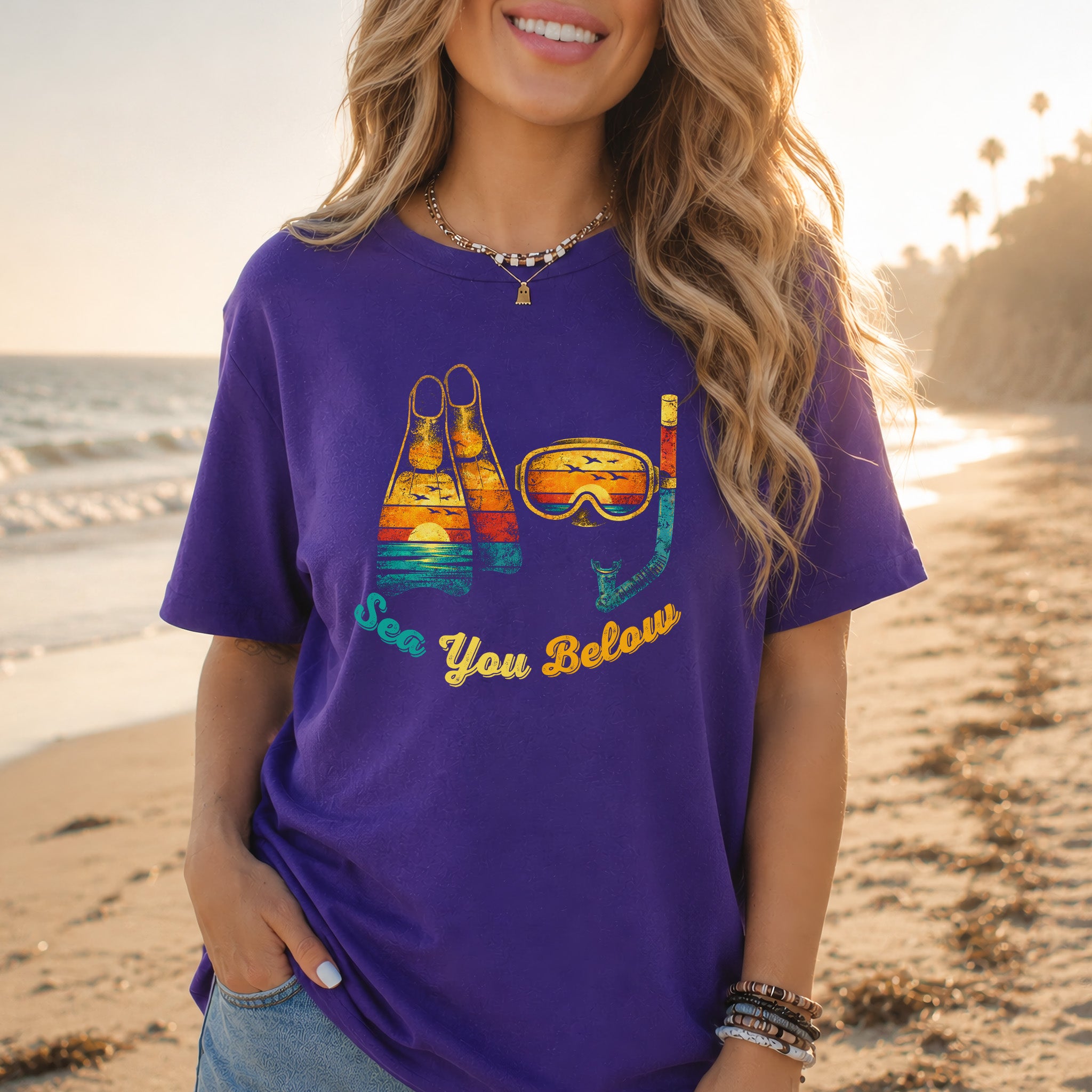 Sea You Below Retro Snorkeling Adventure T-Shirt