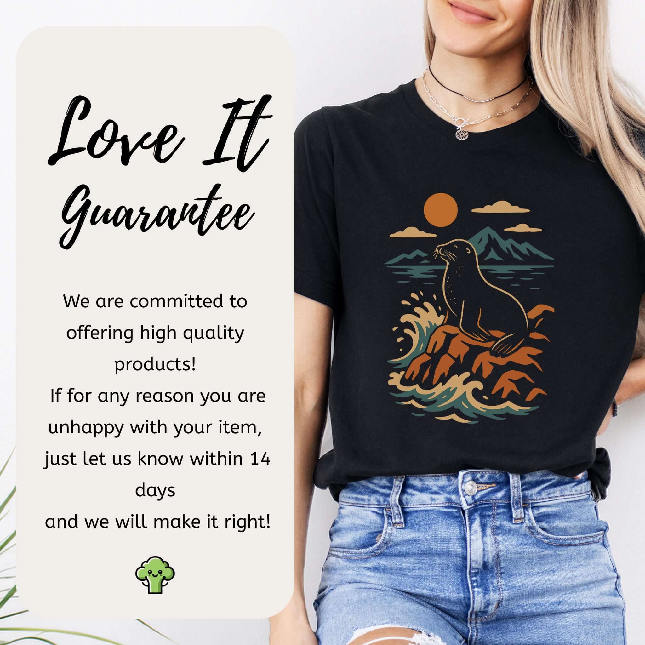 Retro Seal on Rocks Crashing Waves T-Shirt