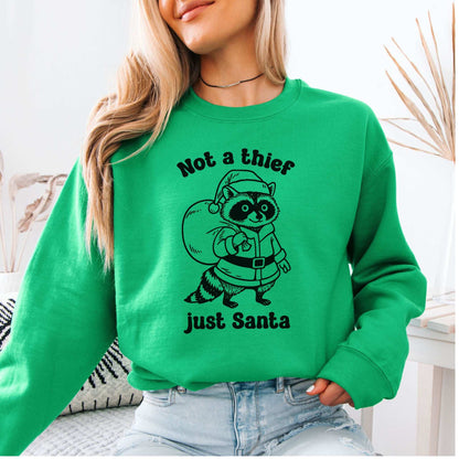 Shadow Santa Raccoon Sweatshirt – Funny Feral Christmas Mischief