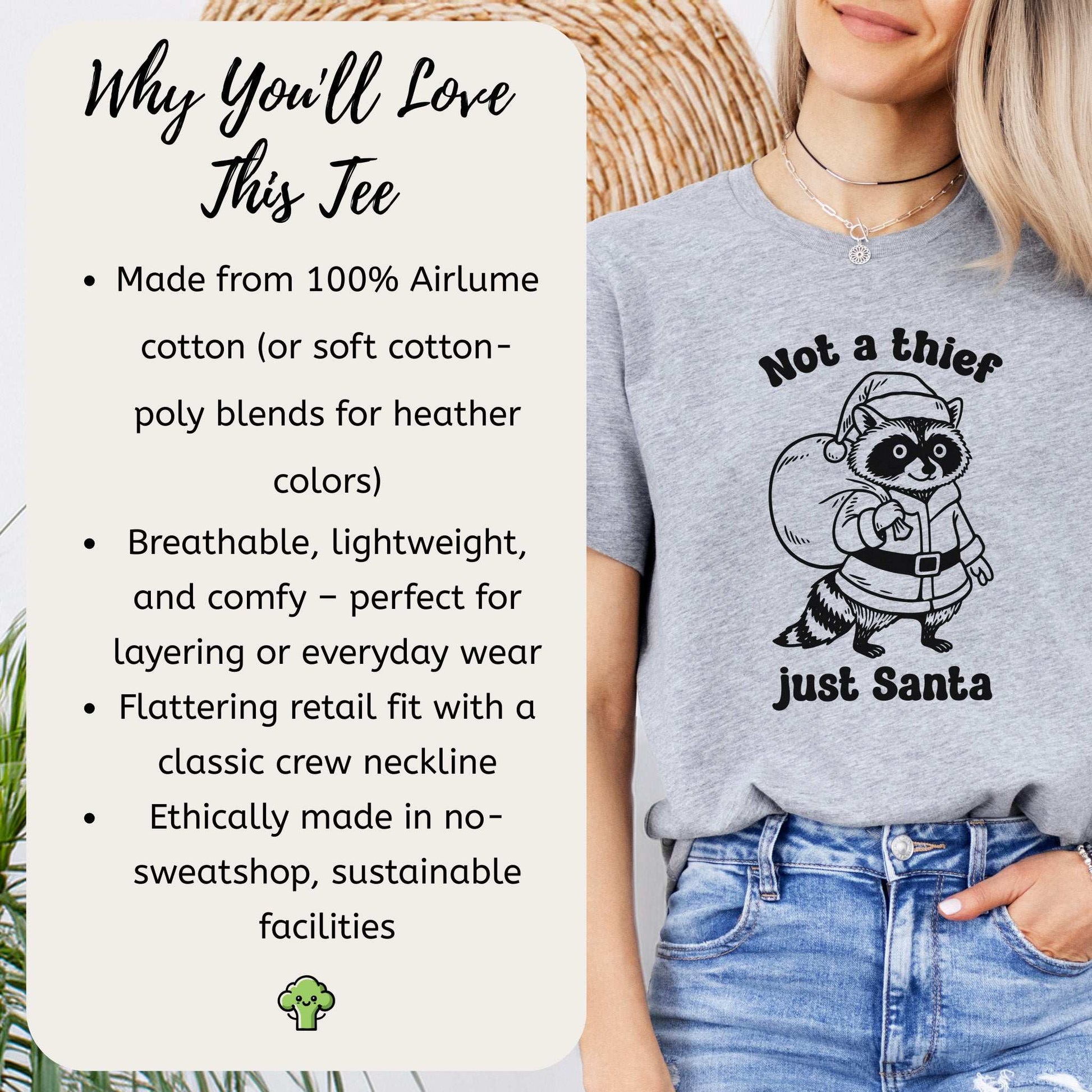Shadow Santa Raccoon T-Shirt – Funny Feral Christmas Gift Tee