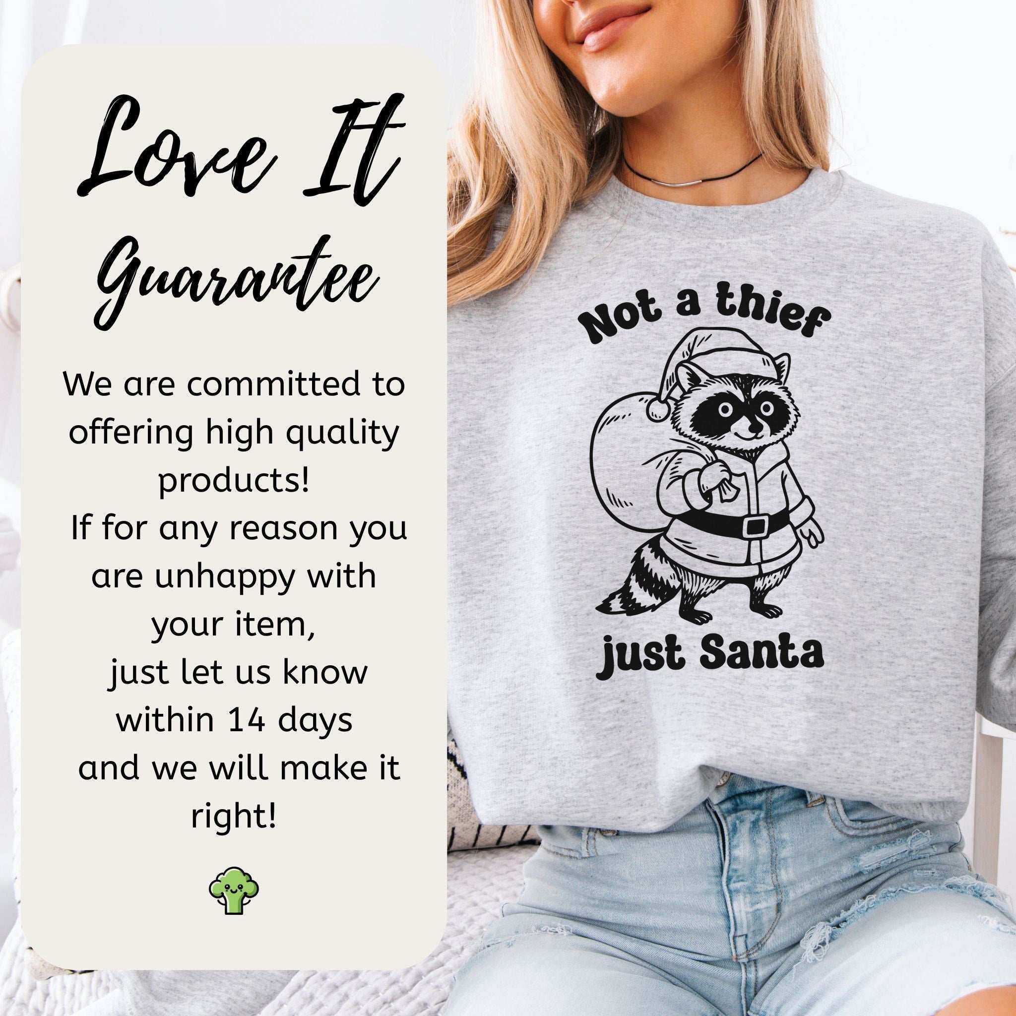 Shadow Santa Raccoon Sweatshirt – Funny Feral Christmas Mischief