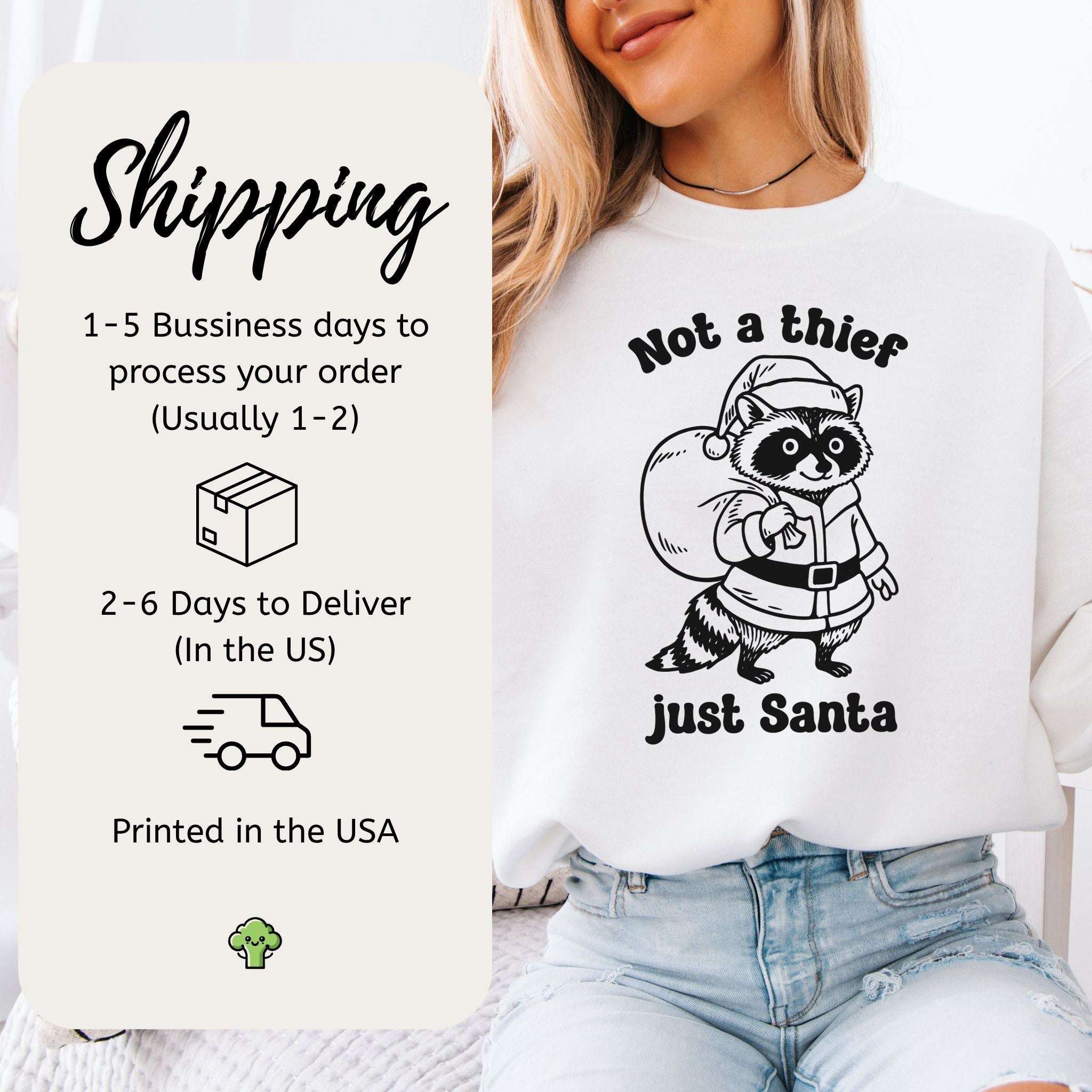 Shadow Santa Raccoon Sweatshirt – Funny Feral Christmas Mischief