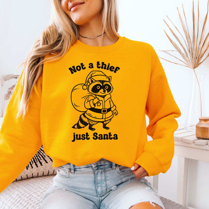 Shadow Santa Raccoon Sweatshirt – Funny Feral Christmas Mischief