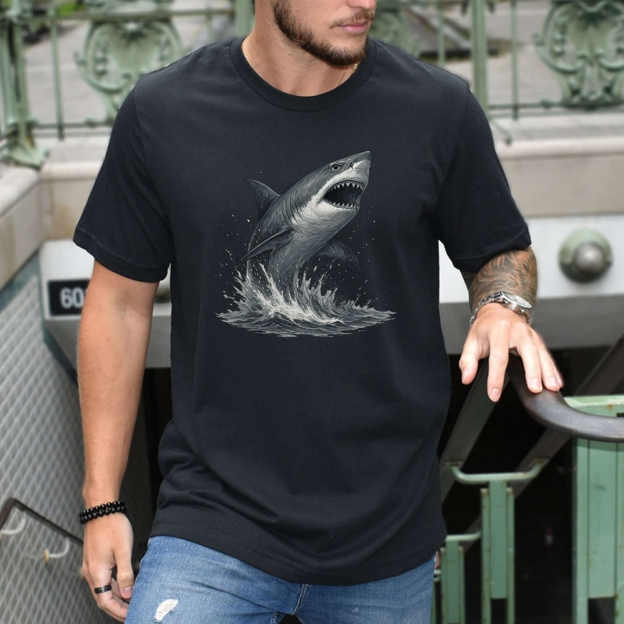 Great White Shark T-Shirt – Bold Ocean Predator Tee for Shark Lovers