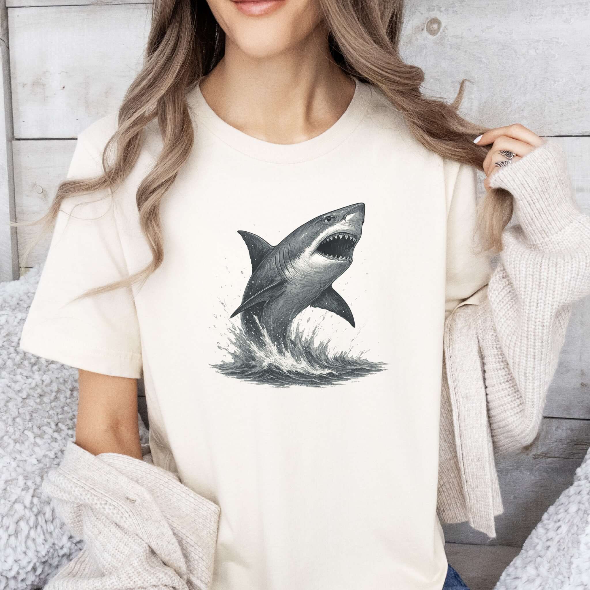 Great White Shark T-Shirt – Bold Ocean Predator Tee for Shark Lovers