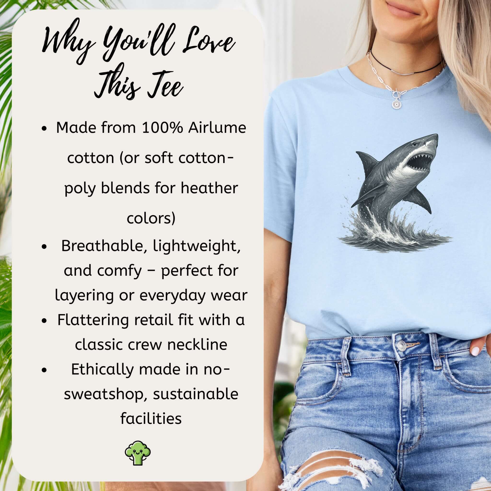 Great White Shark T-Shirt – Bold Ocean Predator Tee for Shark Lovers