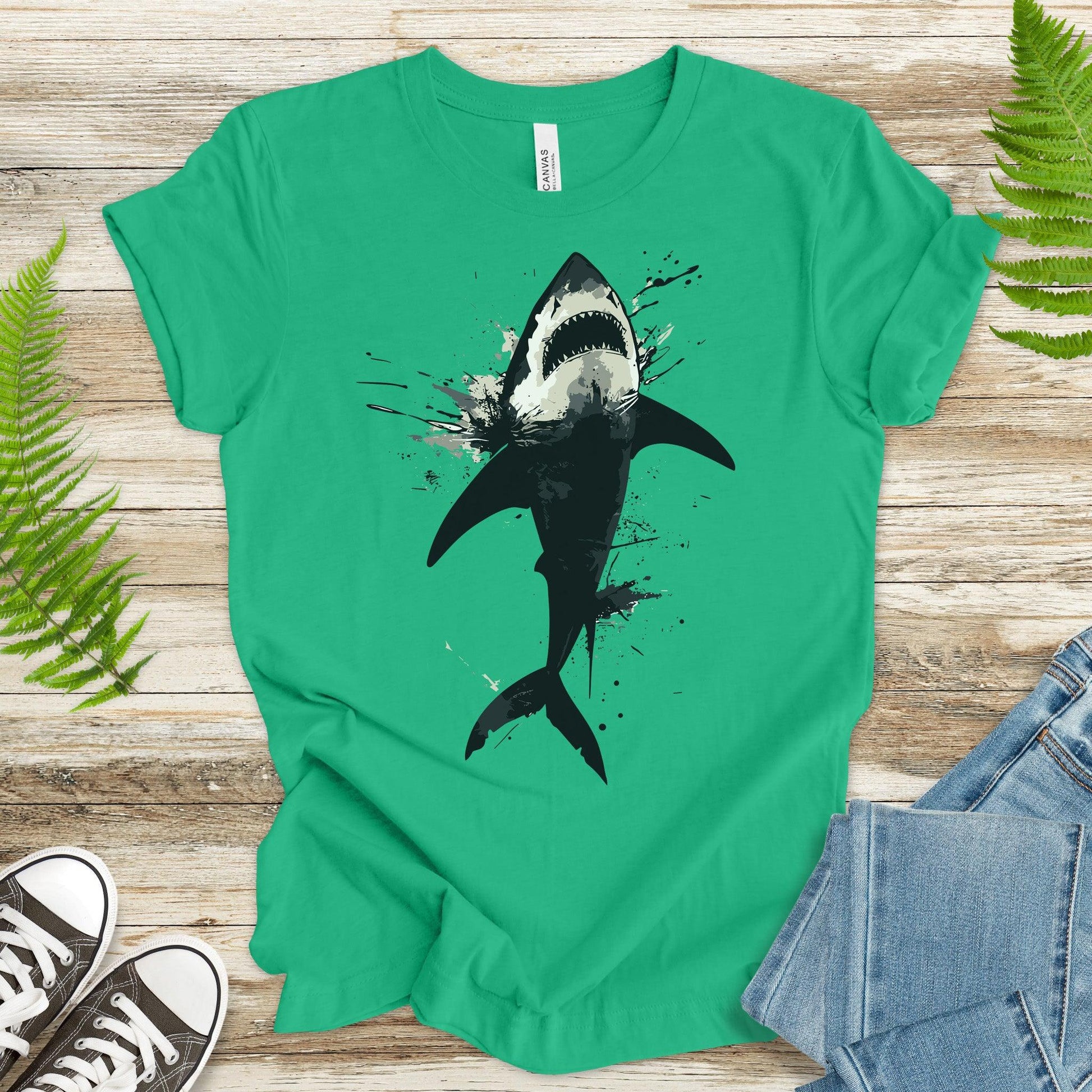 Shark T-Shirt - Print Splatter & Watercolor - TShirtree