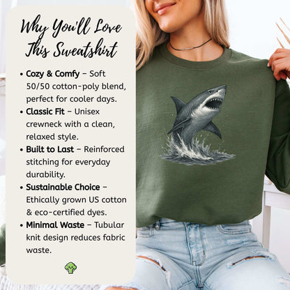 Great White Shark Sweatshirt – Bold Ocean Power for Fearless Souls