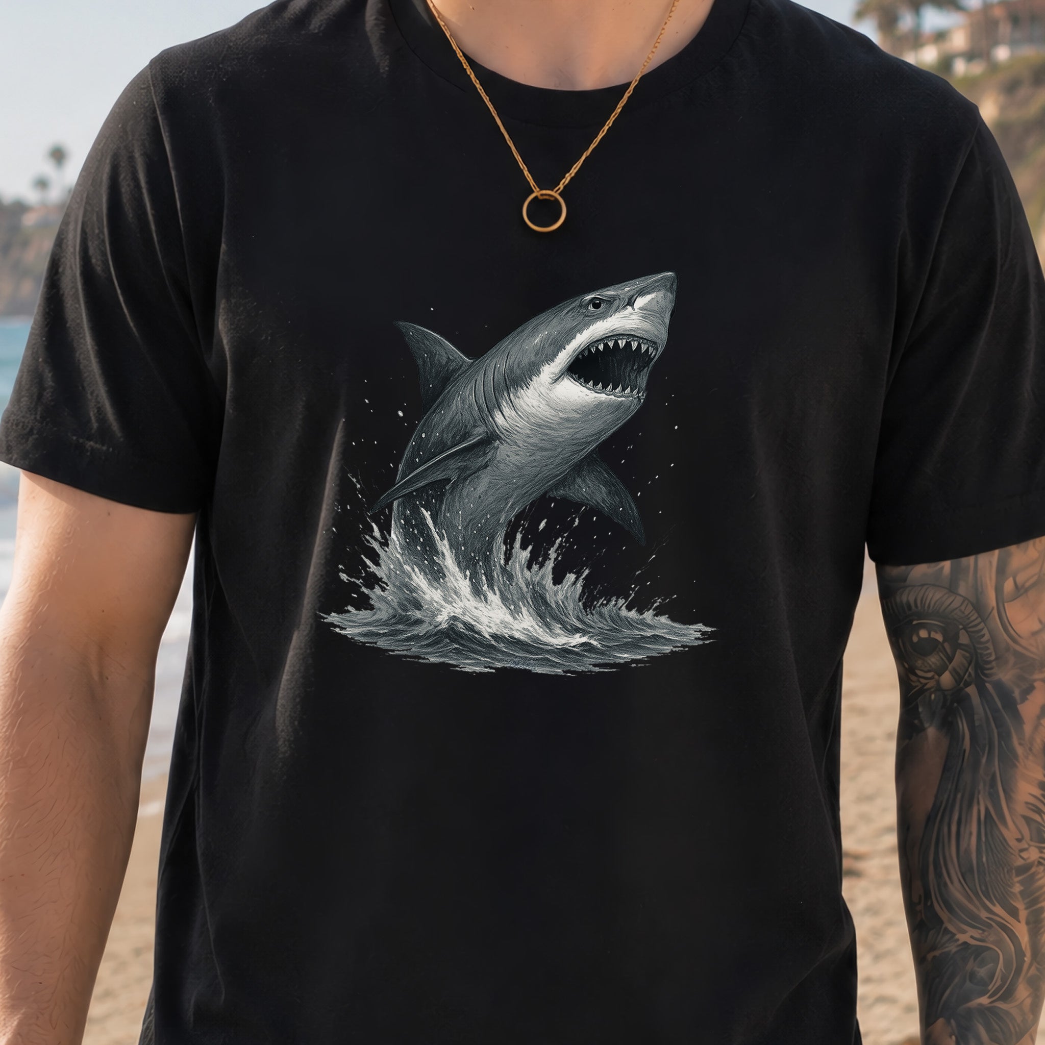 Great White Shark T-Shirt – Bold Ocean Predator Tee for Shark Lovers