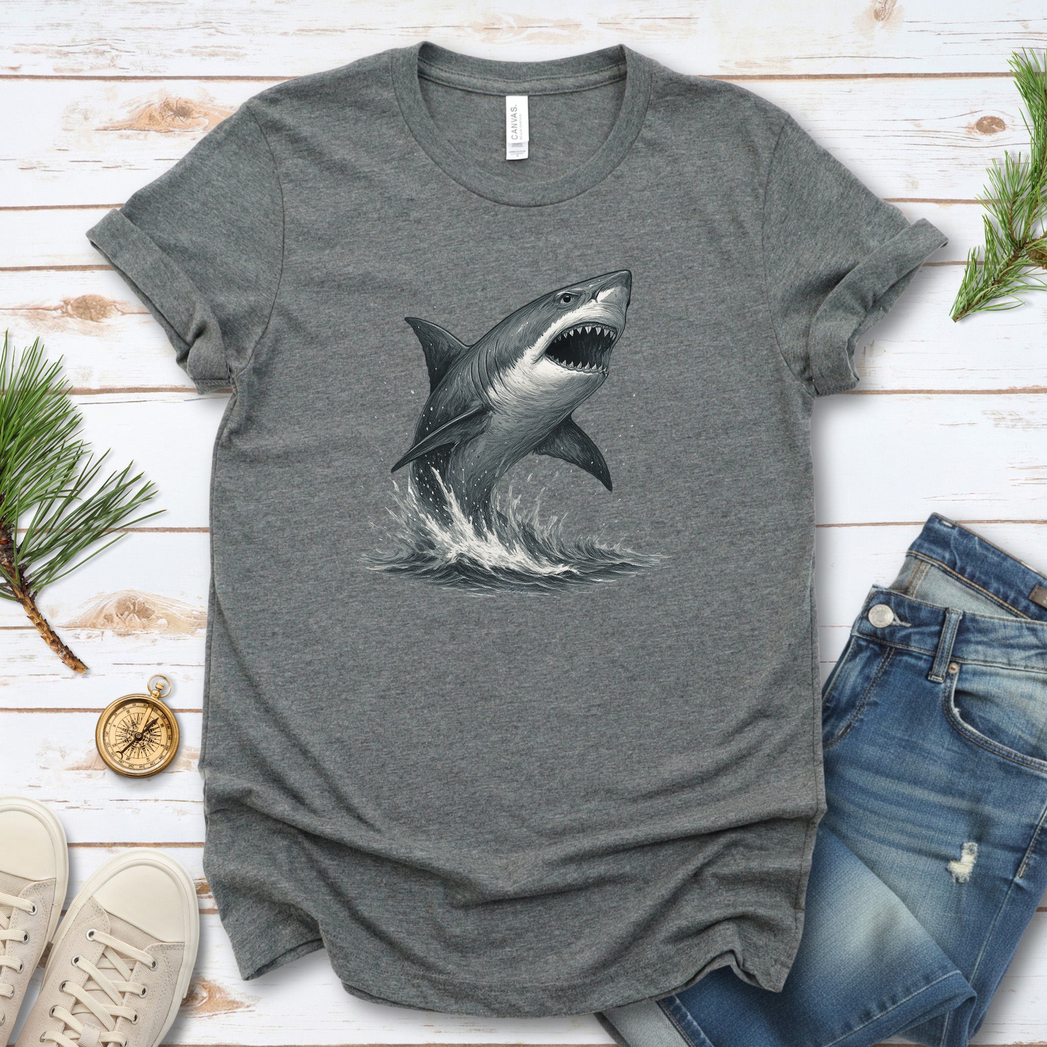 Great White Shark T-Shirt – Bold Ocean Predator Tee for Shark Lovers