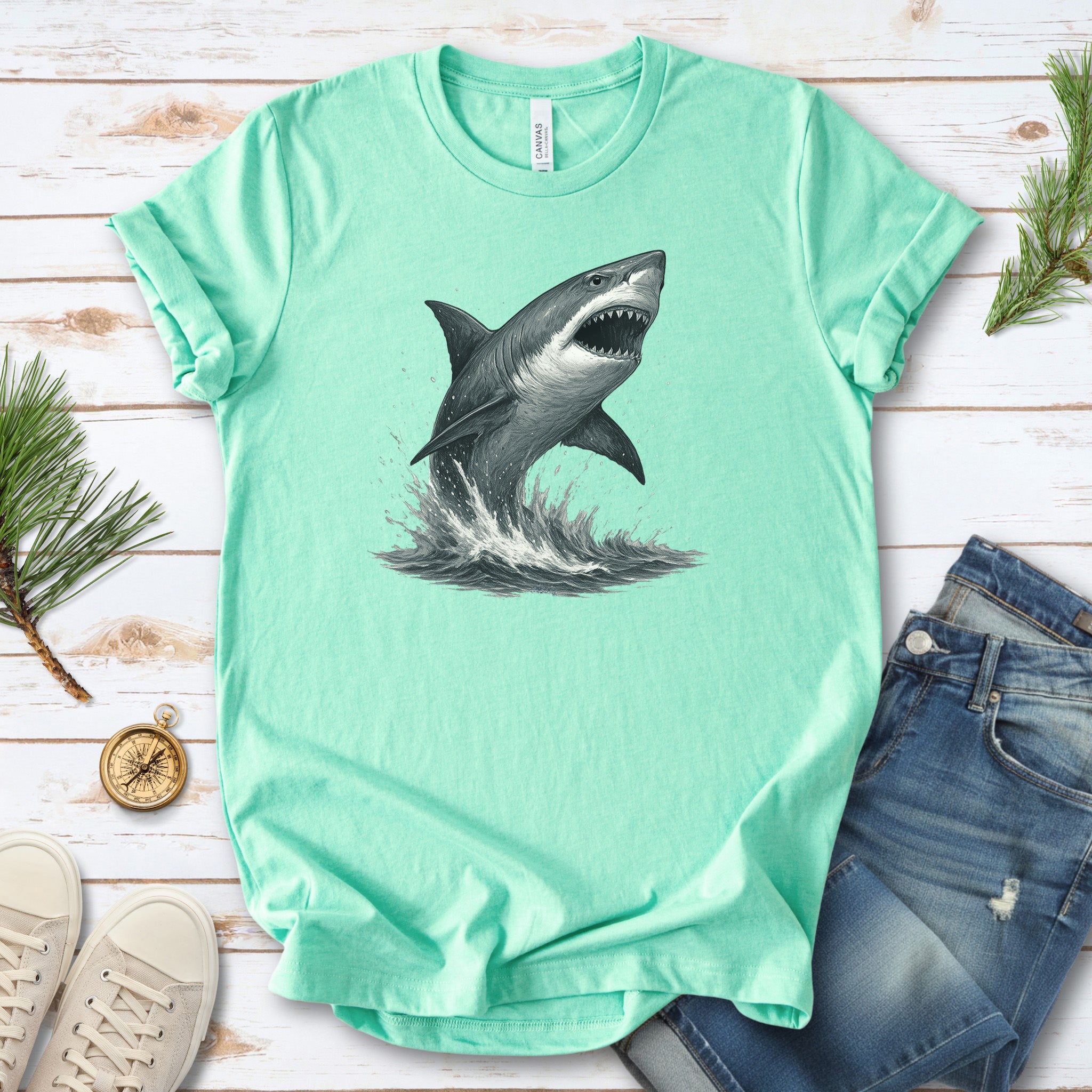 Great White Shark T-Shirt – Bold Ocean Predator Tee for Shark Lovers