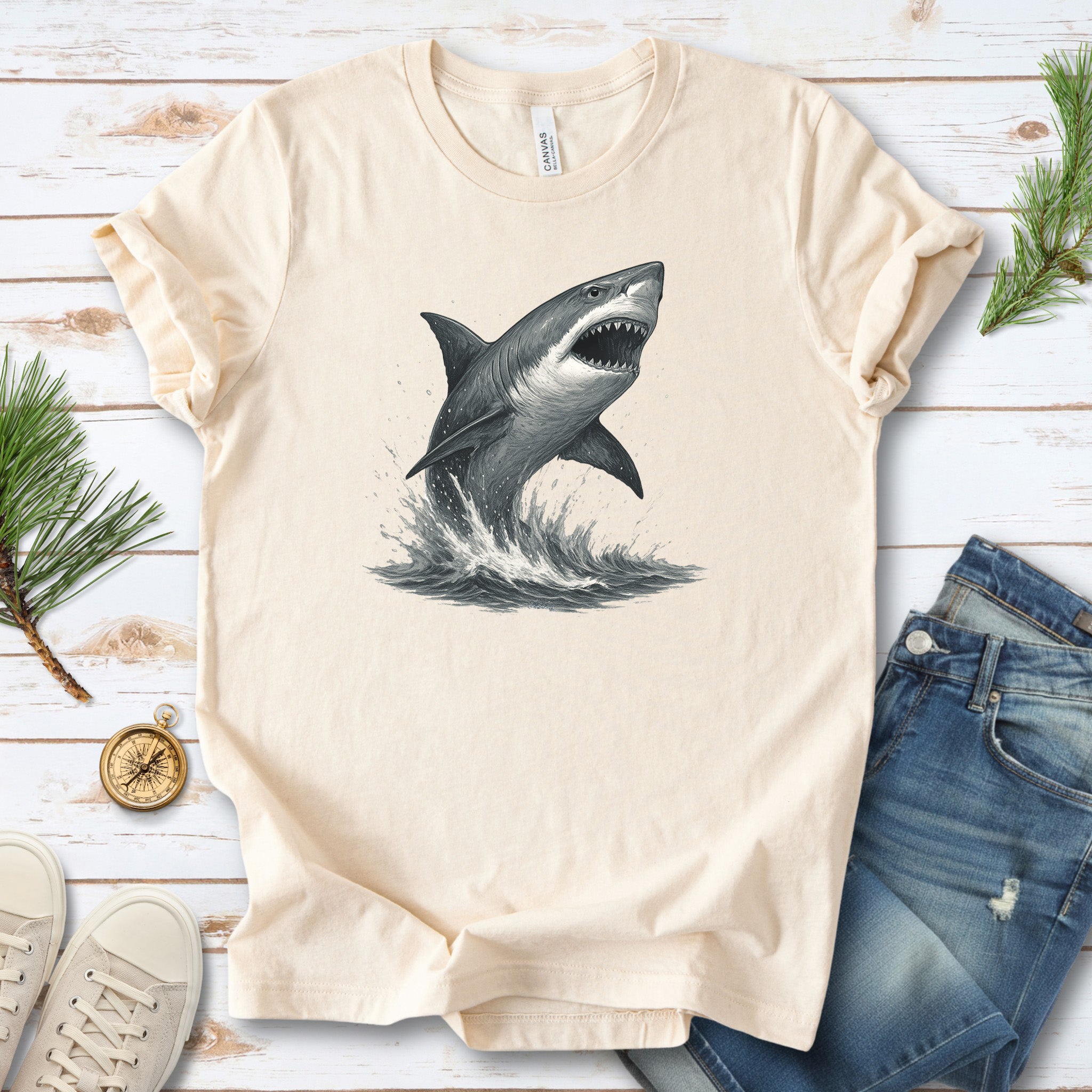 Great White Shark T-Shirt – Bold Ocean Predator Tee for Shark Lovers