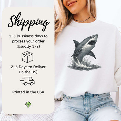 Great White Shark Sweatshirt – Bold Ocean Power for Fearless Souls