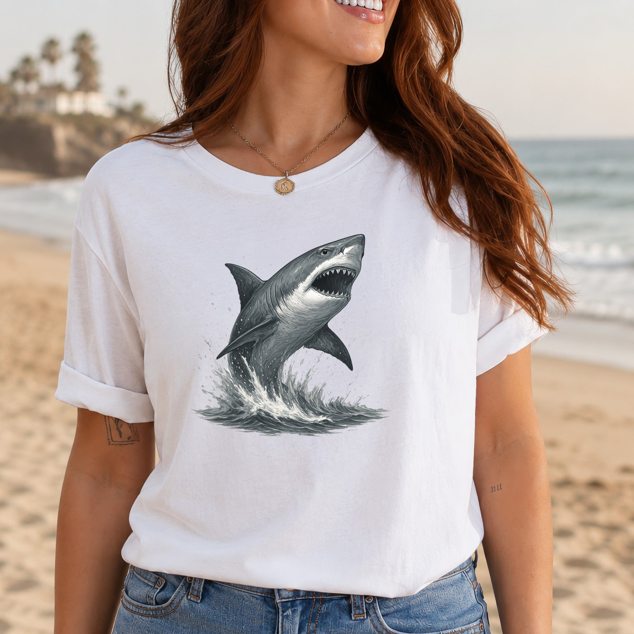 Great White Shark T-Shirt – Bold Ocean Predator Tee for Shark Lovers