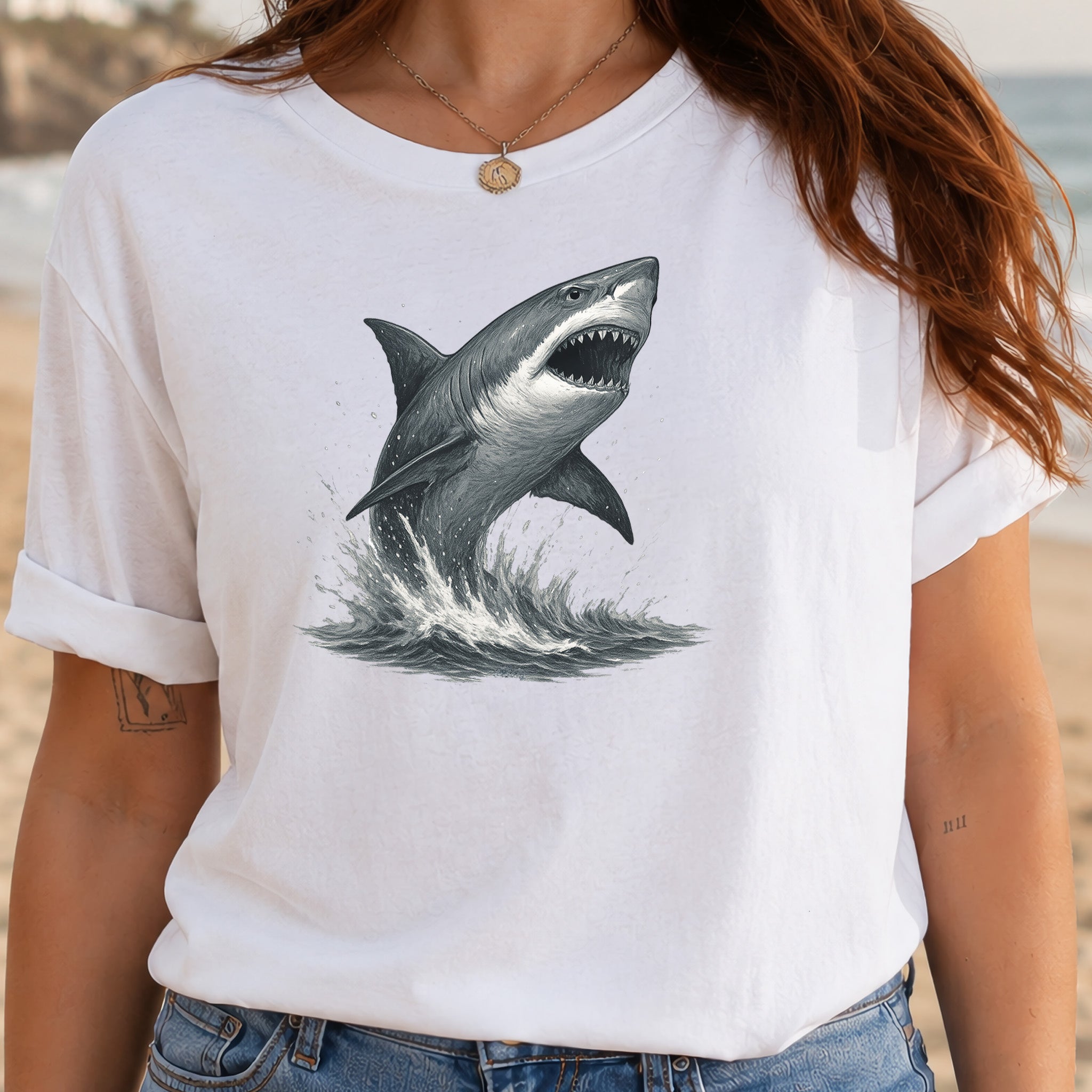 Great White Shark T-Shirt – Bold Ocean Predator Tee for Shark Lovers