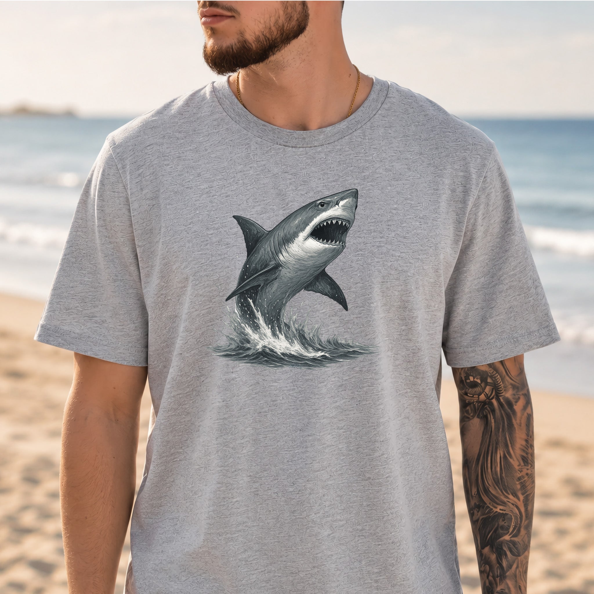 Great White Shark T-Shirt – Bold Ocean Predator Tee for Shark Lovers