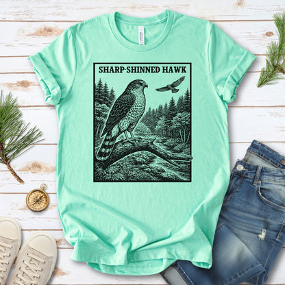 Sharp-Shinned Hawk Vintage Raptor Illustration Birdwatching T-Shirt