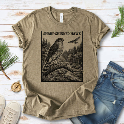 Sharp-Shinned Hawk Vintage Raptor Illustration Birdwatching T-Shirt