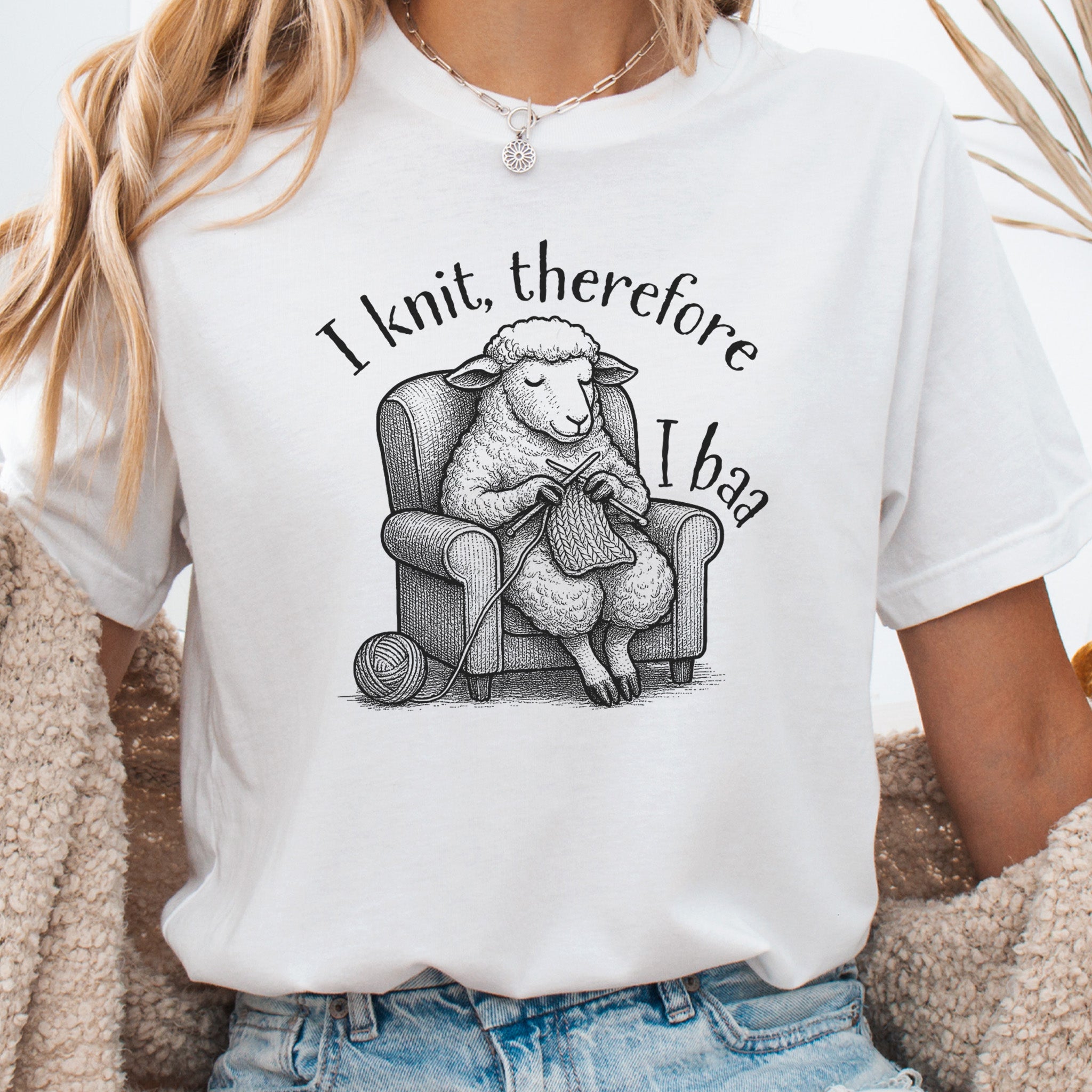 Knitting Sheep Philosophy T-Shirt – Funny Knitter Gift for Animal Lovers