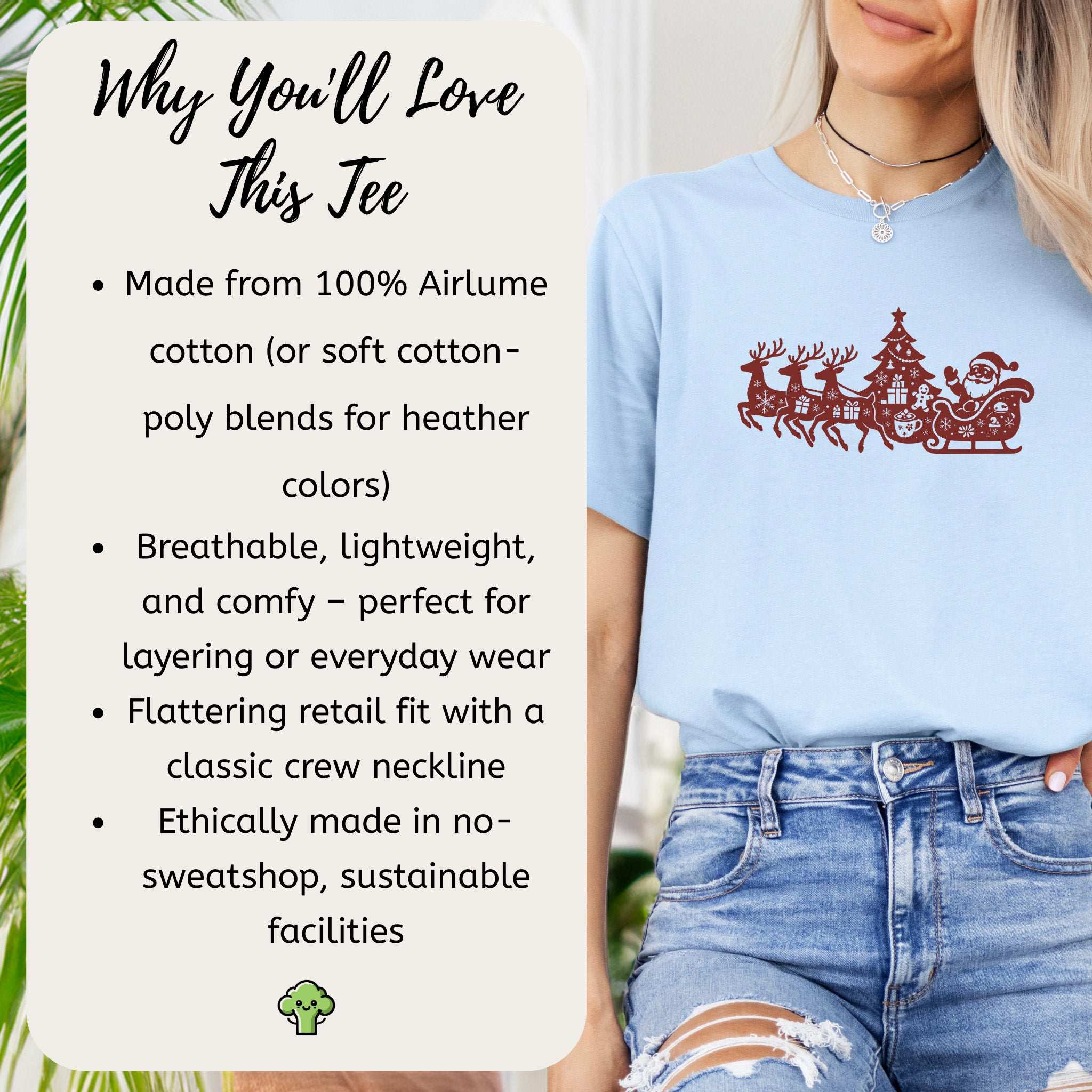 Silhouette Christmas Sleigh T-Shirt – Retro Reindeer Holiday Tee