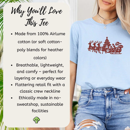 Silhouette Christmas Sleigh T-Shirt – Retro Reindeer Holiday Tee