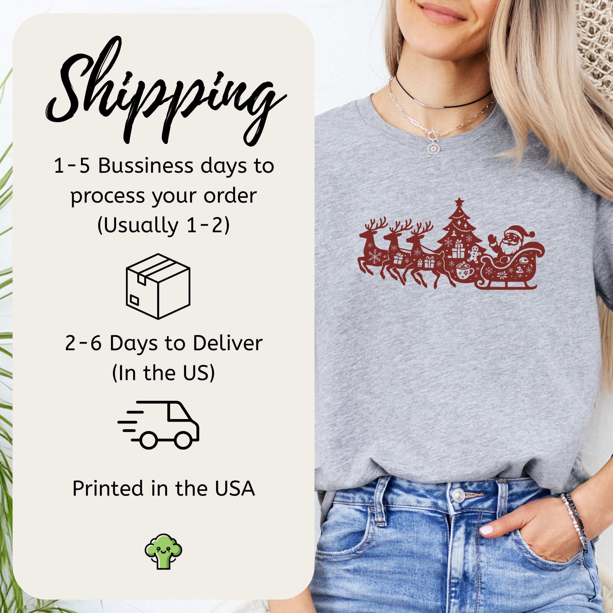 Silhouette Christmas Sleigh T-Shirt – Retro Reindeer Holiday Tee