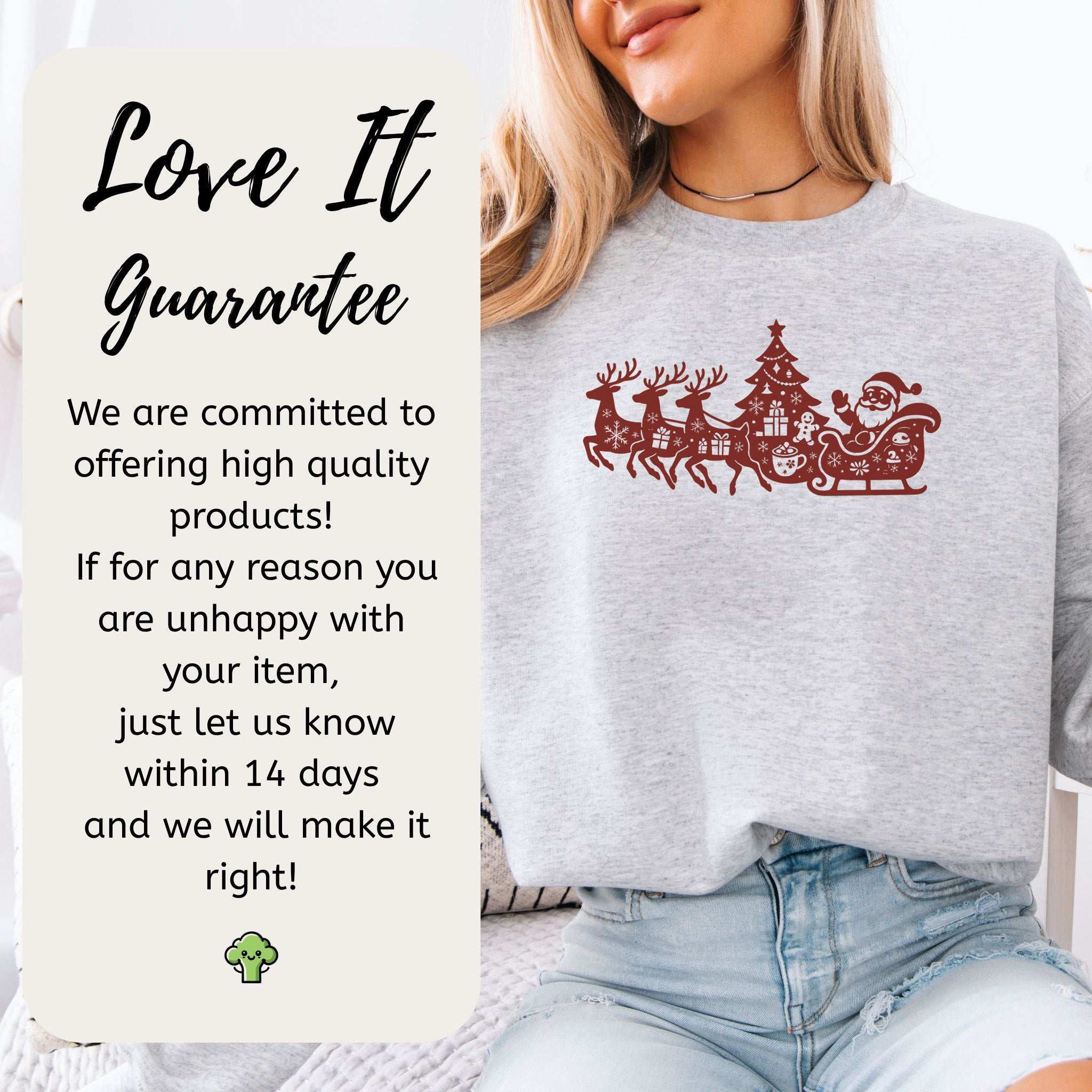 Silhouette Christmas Sleigh Sweatshirt – Retro Reindeer Holiday Magic