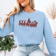 Silhouette Christmas Sleigh Sweatshirt – Retro Reindeer Holiday Magic