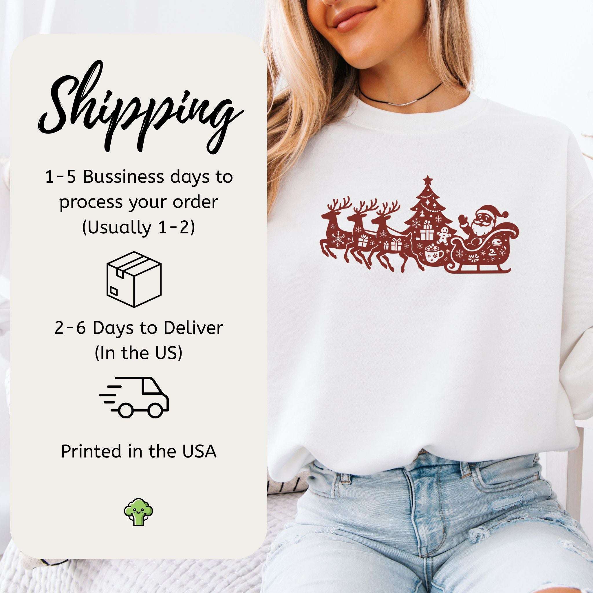 Silhouette Christmas Sleigh Sweatshirt – Retro Reindeer Holiday Magic
