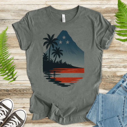Hawaiian Island Sunset T-Shirt – Patriotic Tropical 4th of July Tee