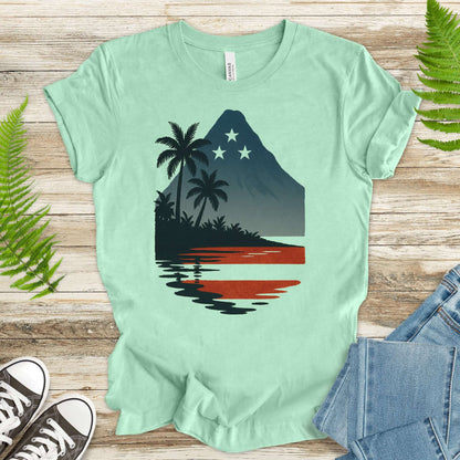 Hawaiian Island Sunset T-Shirt – Patriotic Tropical 4th of July Tee