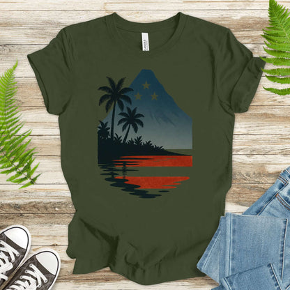 Hawaiian Island Sunset T-Shirt – Patriotic Tropical 4th of July Tee