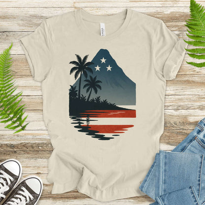 Hawaiian Island Sunset T-Shirt – Patriotic Tropical 4th of July Tee
