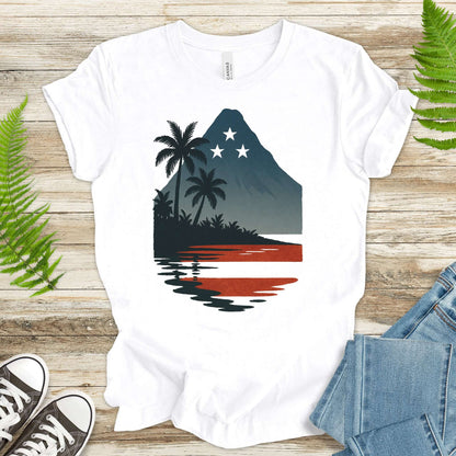Hawaiian Island Sunset T-Shirt – Patriotic Tropical 4th of July Tee