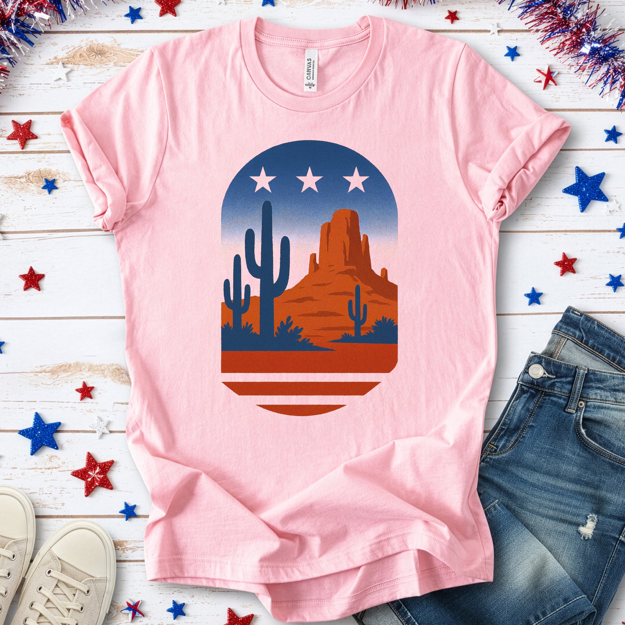 Sonoran Desert Cactus T-Shirt – Patriotic Arizona Landscape Tee